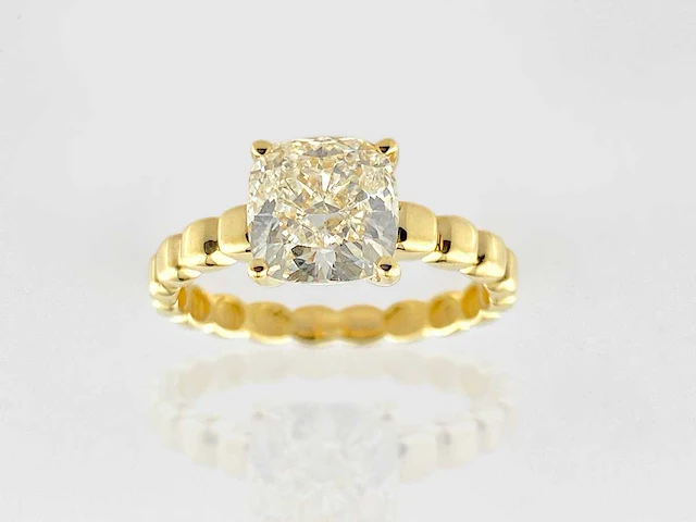 14 kt geelgouden ring met 2,05 cts laboratoriumgekweekte diamant - afbeelding 2 van  9