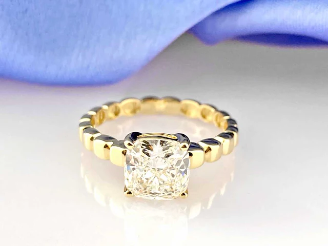 14 kt geelgouden ring met 2,05 cts laboratoriumgekweekte diamant - afbeelding 9 van  9