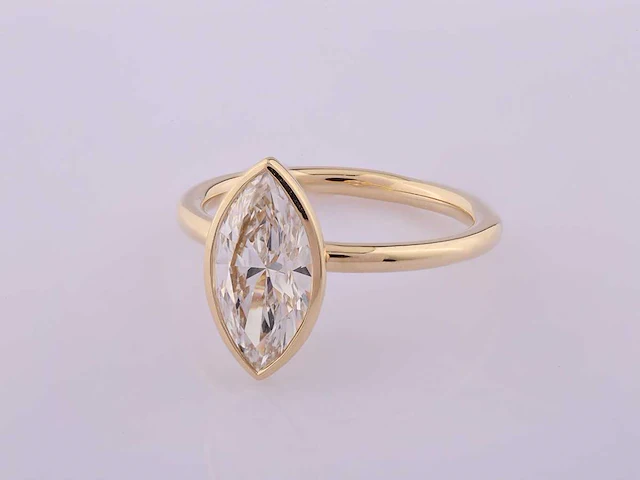 14 kt geelgouden ring met 2,08 cts laboratoriumgekweekte diamant - afbeelding 2 van  8
