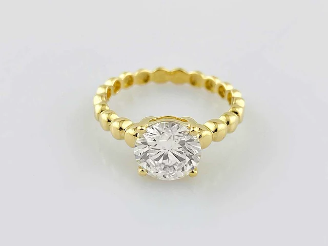 14 kt geelgouden ring met 2,09 cts laboratoriumgekweekte diamant - afbeelding 1 van  10