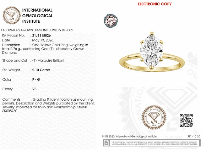 14 kt geelgouden ring met 2,10 cts laboratoriumgekweekte diamant - afbeelding 5 van  11