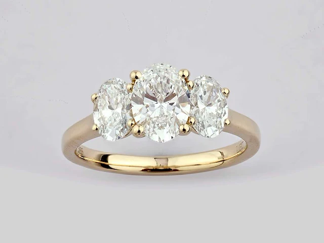 14 kt geelgouden ring met 2,11 cts laboratoriumgekweekte diamant - afbeelding 1 van  9