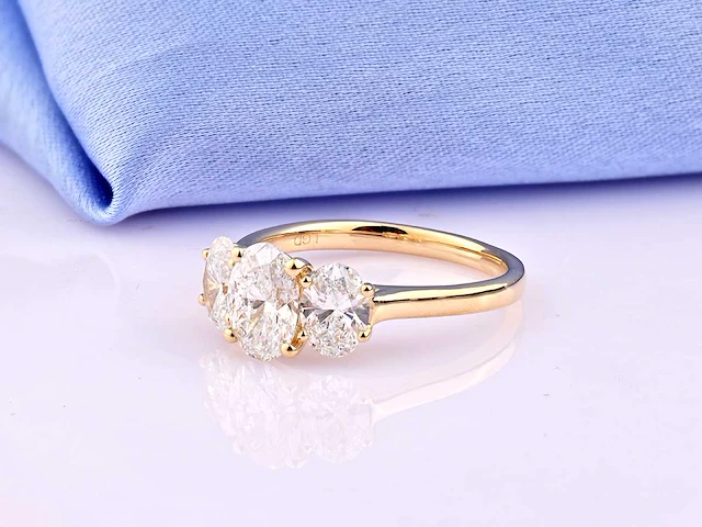 14 kt geelgouden ring met 2,11 cts laboratoriumgekweekte diamant - afbeelding 9 van  9