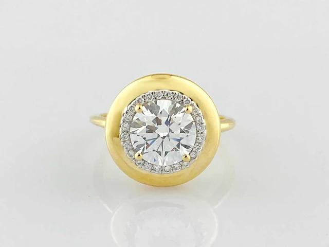 14 kt geelgouden ring met 2,11 cts laboratoriumgekweekte diamant - afbeelding 1 van  8
