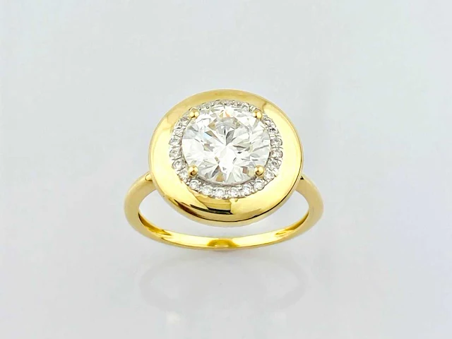 14 kt geelgouden ring met 2,11 cts laboratoriumgekweekte diamant - afbeelding 2 van  8