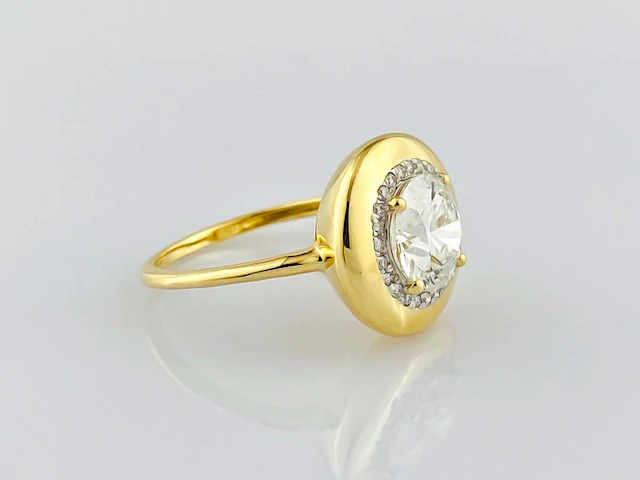 14 kt geelgouden ring met 2,11 cts laboratoriumgekweekte diamant - afbeelding 6 van  8