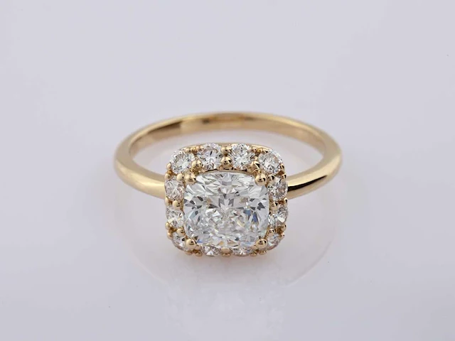 14 kt geelgouden ring met 2,70 cts laboratoriumgekweekte diamant - afbeelding 1 van  8
