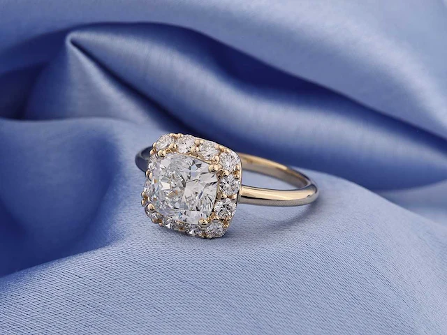 14 kt geelgouden ring met 2,70 cts laboratoriumgekweekte diamant - afbeelding 2 van  8