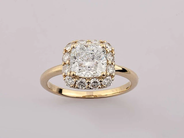 14 kt geelgouden ring met 2,70 cts laboratoriumgekweekte diamant - afbeelding 7 van  8