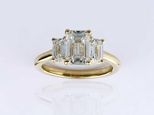 14 kt geelgouden ring met 3,02 cts laboratoriumgekweekte diamant - afbeelding 3 van  10
