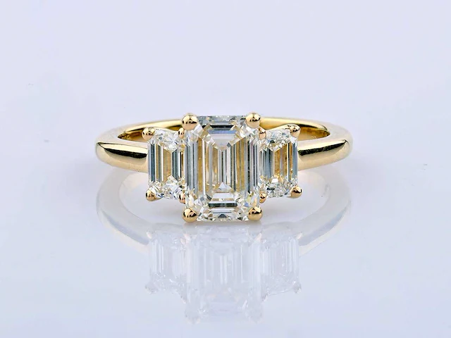 14 kt geelgouden ring met 3,02 cts laboratoriumgekweekte diamant - afbeelding 10 van  10