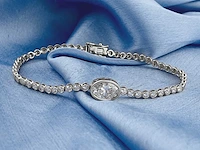 14 kt witgouden armband met 2,97 cts laboratoriumgekweekte diamant - afbeelding 2 van  8