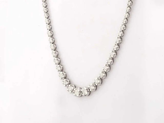 14 kt witgouden ketting met 5,16 cts laboratoriumgekweekte diamant - afbeelding 1 van  9