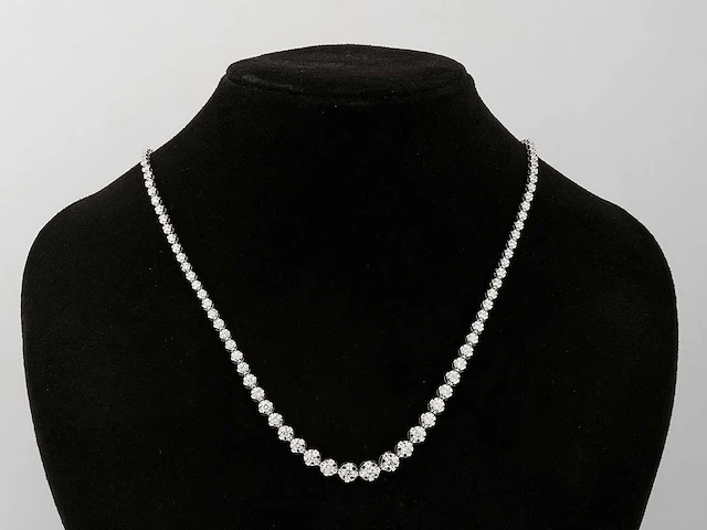 14 kt witgouden ketting met 5,16 cts laboratoriumgekweekte diamant - afbeelding 2 van  9