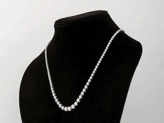 14 kt witgouden ketting met 5,16 cts laboratoriumgekweekte diamant - afbeelding 6 van  9