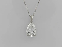 14 kt witgouden ketting met hanger en 3,01 cts laboratoriumgekweekte diamant