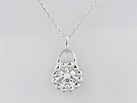 14 kt witgouden ketting met hanger en labgekweekte diamant