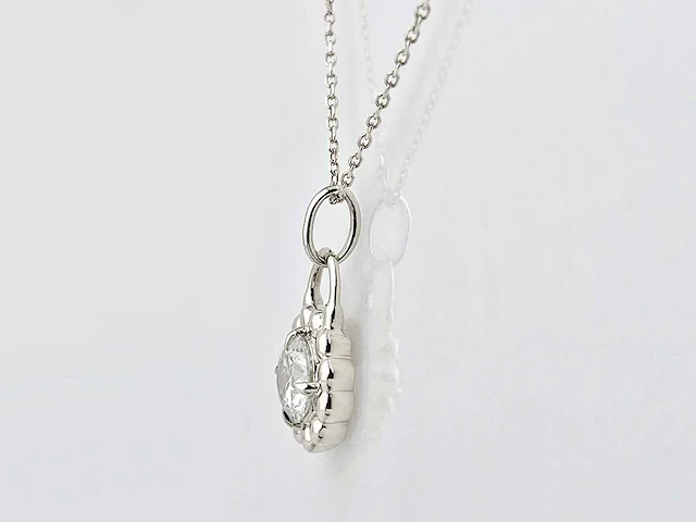 14 kt witgouden ketting met hanger en labgekweekte diamant - afbeelding 5 van  9