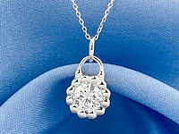 14 kt witgouden ketting met hanger en labgekweekte diamant - afbeelding 6 van  9