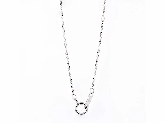 14 kt witgouden ketting met hanger en labgekweekte diamant - afbeelding 9 van  9