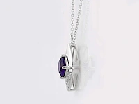14 kt witgouden ketting met hanger van 1,06 cts natuurlijke diamant en amethist - afbeelding 3 van  7