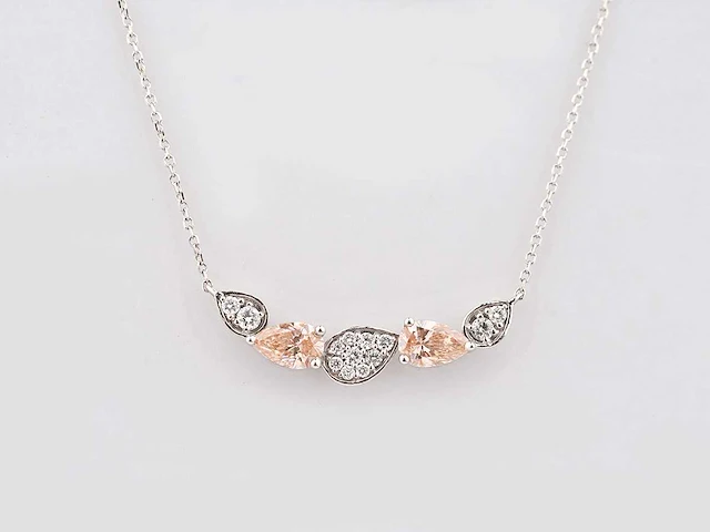 14 kt witgouden ketting met hanger van 1,33 cts laboratoriumgekweekte diamant - afbeelding 1 van  7