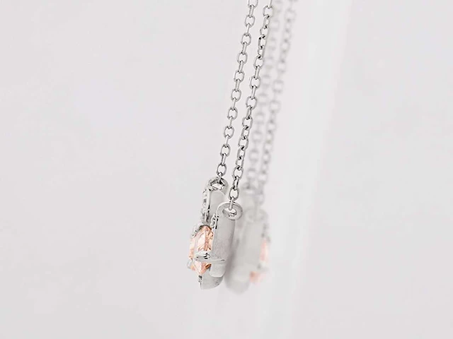 14 kt witgouden ketting met hanger van 1,33 cts laboratoriumgekweekte diamant - afbeelding 3 van  7