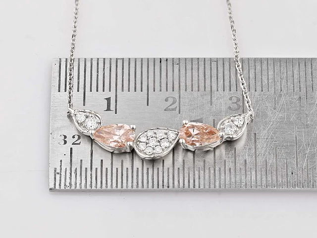 14 kt witgouden ketting met hanger van 1,33 cts laboratoriumgekweekte diamant - afbeelding 7 van  7