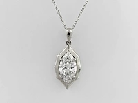 14 kt witgouden ketting met hanger van 2,01 cts laboratoriumgekweekte diamant