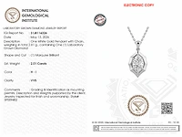 14 kt witgouden ketting met hanger van 2,01 cts laboratoriumgekweekte diamant - afbeelding 3 van  8