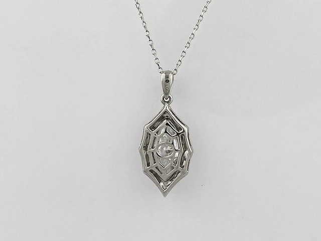 14 kt witgouden ketting met hanger van 2,01 cts laboratoriumgekweekte diamant - afbeelding 4 van  8