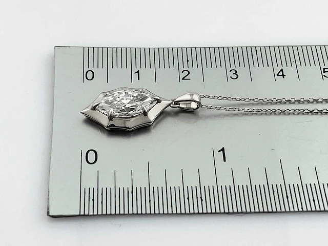 14 kt witgouden ketting met hanger van 2,01 cts laboratoriumgekweekte diamant - afbeelding 5 van  8