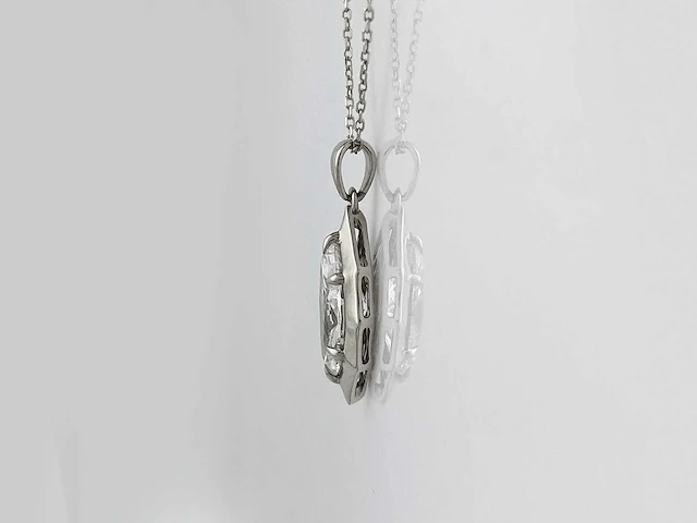 14 kt witgouden ketting met hanger van 2,01 cts laboratoriumgekweekte diamant - afbeelding 7 van  8
