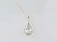 14 kt witgouden ketting met hanger van 2,01 cts laboratoriumgekweekte diamant