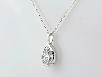 14 kt witgouden ketting met hanger van 2,01 cts laboratoriumgekweekte diamant - afbeelding 2 van  9