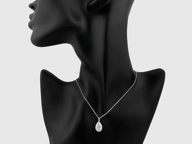 14 kt witgouden ketting met hanger van 2,01 cts laboratoriumgekweekte diamant - afbeelding 4 van  9