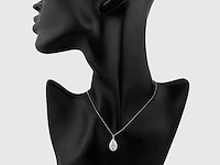 14 kt witgouden ketting met hanger van 2,01 cts laboratoriumgekweekte diamant - afbeelding 4 van  9