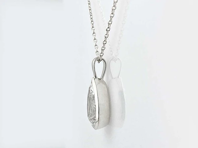 14 kt witgouden ketting met hanger van 2,01 cts laboratoriumgekweekte diamant - afbeelding 5 van  9