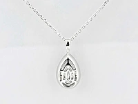 14 kt witgouden ketting met hanger van 2,01 cts laboratoriumgekweekte diamant - afbeelding 6 van  9