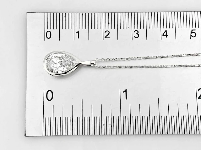 14 kt witgouden ketting met hanger van 2,01 cts laboratoriumgekweekte diamant - afbeelding 8 van  9
