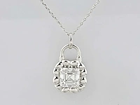 14 kt witgouden ketting met hanger van 2,04 cts laboratoriumgekweekte diamant
