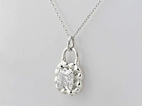 14 kt witgouden ketting met hanger van 2,04 cts laboratoriumgekweekte diamant - afbeelding 2 van  9