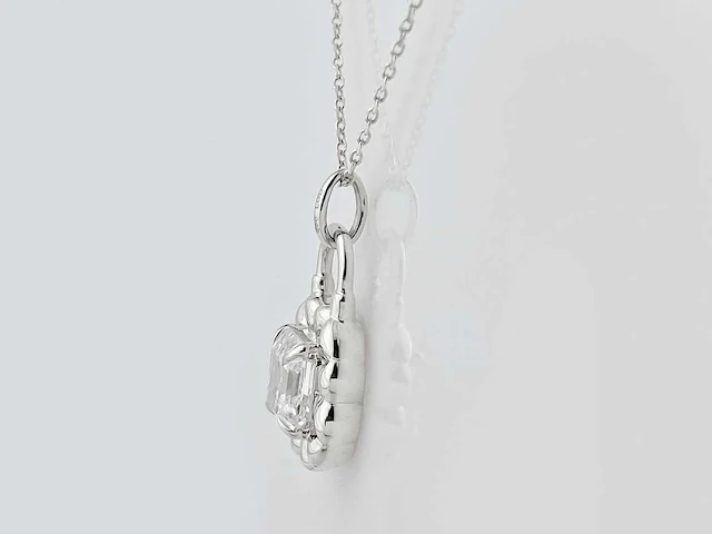 14 kt witgouden ketting met hanger van 2,04 cts laboratoriumgekweekte diamant - afbeelding 4 van  9