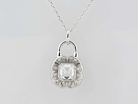 14 kt witgouden ketting met hanger van 2,04 cts laboratoriumgekweekte diamant - afbeelding 5 van  9