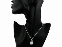 14 kt witgouden ketting met hanger van 2,04 cts laboratoriumgekweekte diamant - afbeelding 7 van  9