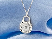 14 kt witgouden ketting met hanger van 2,04 cts laboratoriumgekweekte diamant - afbeelding 8 van  9