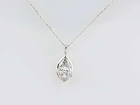 14 kt witgouden ketting met hanger van 2,09 cts en laboratoriumgekweekte diamant