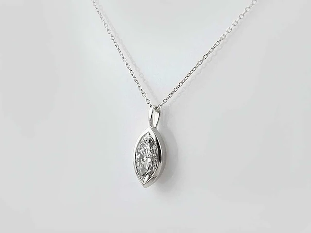 14 kt witgouden ketting met hanger van 2,09 cts en laboratoriumgekweekte diamant - afbeelding 2 van  9