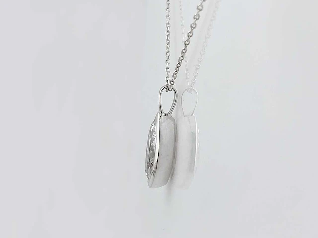 14 kt witgouden ketting met hanger van 2,09 cts en laboratoriumgekweekte diamant - afbeelding 4 van  9