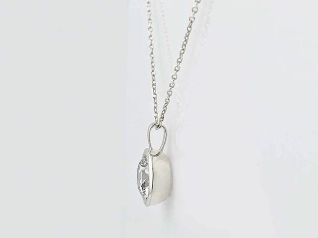 14 kt witgouden ketting met hanger van 2,10 cts en laboratoriumgekweekte diamant - afbeelding 2 van  9